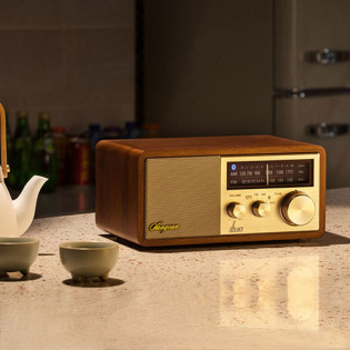 SANGEAN Bruce Home Small Retro Log Bluetooth Speaker Gold